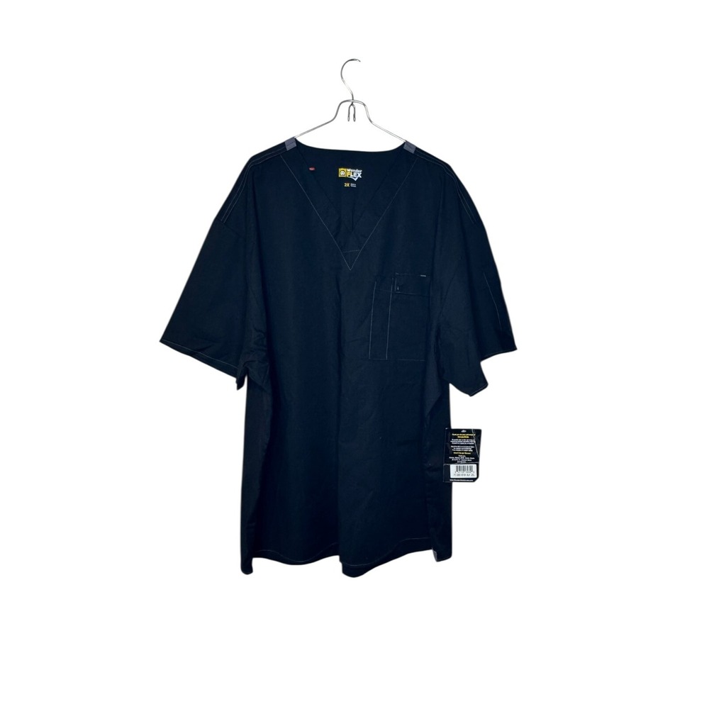 WonderWink Unisex Top Wonder Flex Scrub Standard V‎ Neck 6618X Black Sz. 2XL NWT